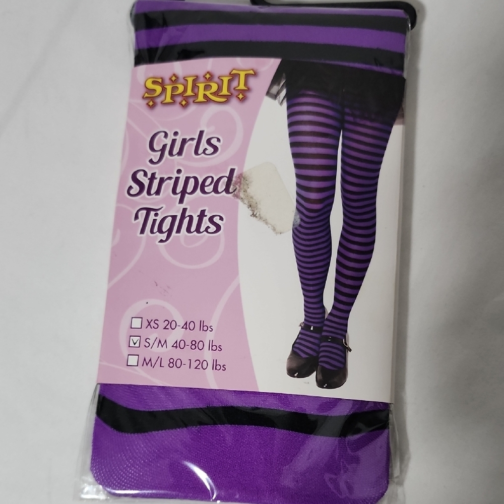 Spirit Purple and Black Striped Girls Tights